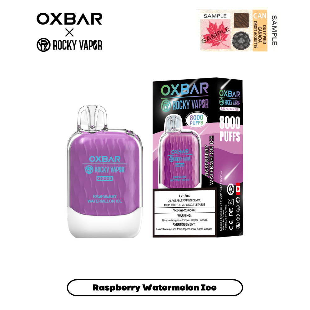 Oxbar G8000 Raspberry Watermelon Ice Disposable Vape, 8000 Puffs 