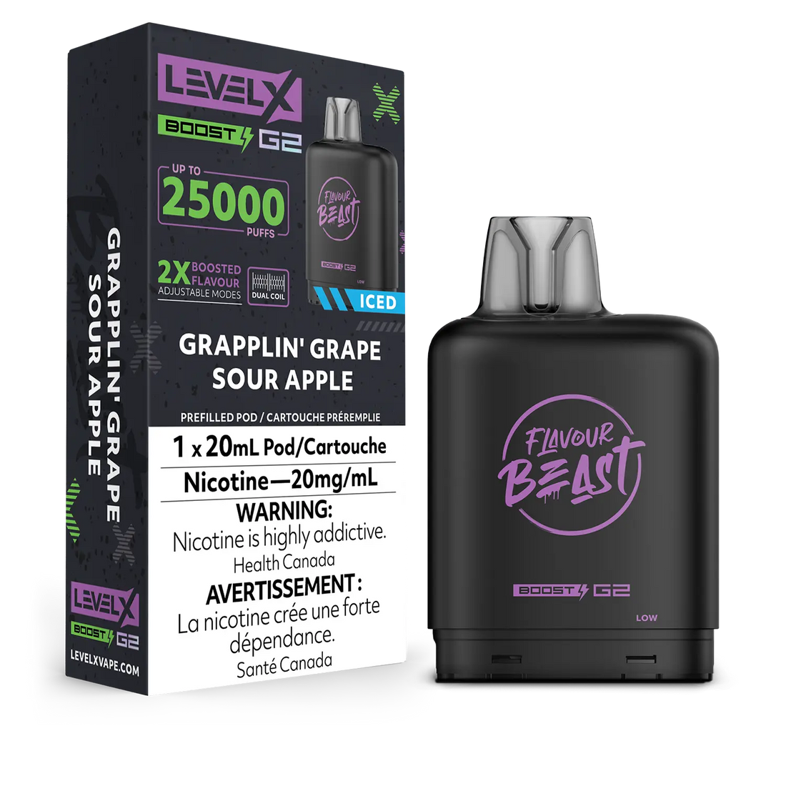 Level X Boost Flavour Beast - Grapplin' Grape Sour Apple Iced - Vapor Shoppe