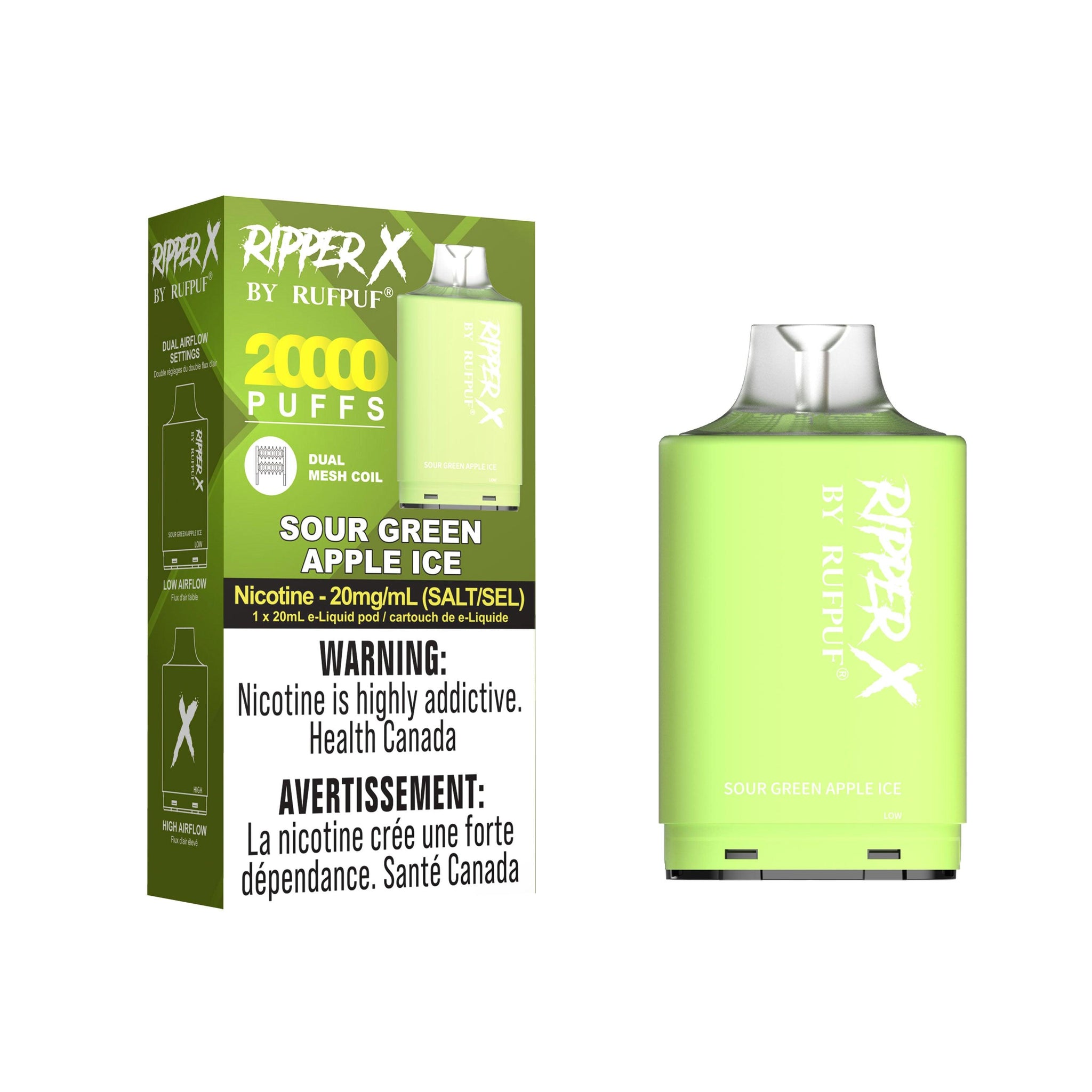 Ripper X 20K Pod - Sour Green Apple Ice - Vapor Shoppe